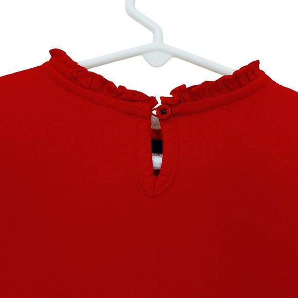 Mini Boden Dress Girls 4-5Y Red Embroidered Floral Pleated Ruffles Cotton Blend - Picture 8 of 11